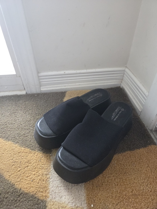 Call It Spring Shoes - Black Platform Slide Sandals Women's